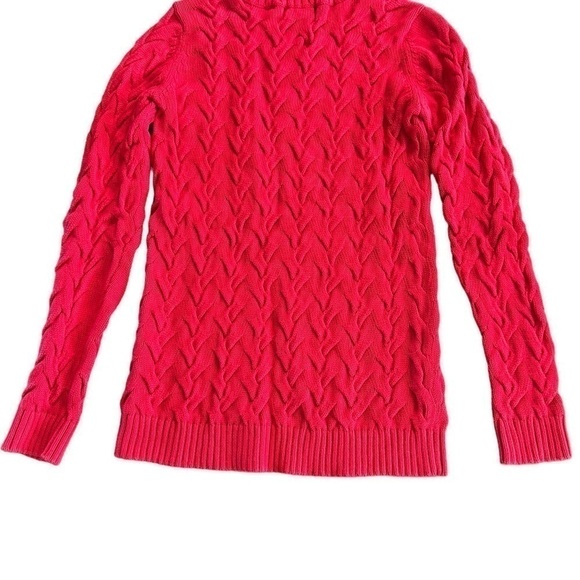 Lands End Cable Knit Sweater 100% Cotton Red Women’s XS - Picture 7 of 12